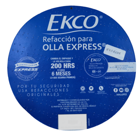 Empaque y Válvula para Olla Express® Ekco Classic 7 y 8 L