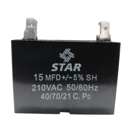 Capacitor Cuadrado 15 MF 210VAC 2 Pata