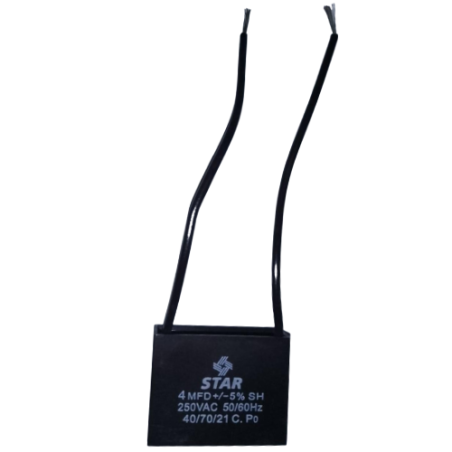 Capacitor Cuadrado 4 MF 250VAC 2 Cables