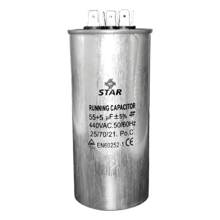 Capacitor de Trabajo 55+5 MF 440V Redondo