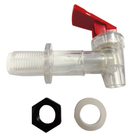 Llave Transparente Perilla Roja Cuerda 3/4"