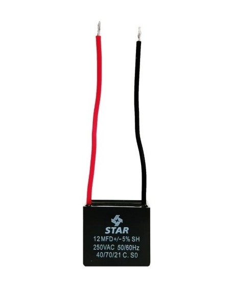 Capacitor Cuadrado 12 MF, 370V, 2 Cables